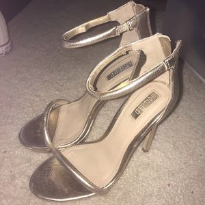 Gold barely there heeled sandals 8